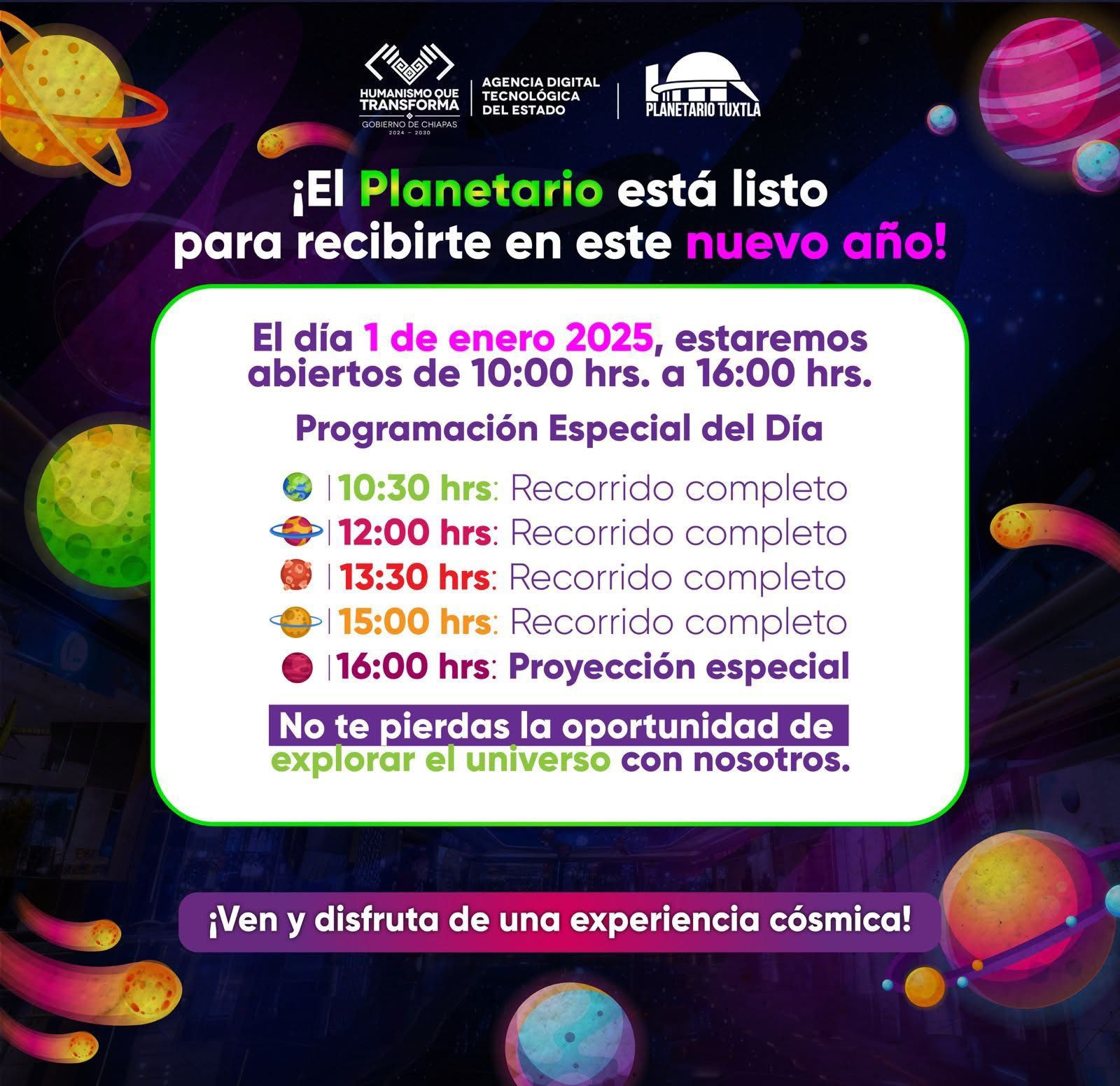 Planetario Tuxtla inicia el 2025 con un programa especial para las y los visitantes